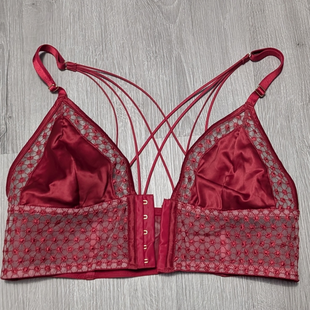 Red Satin & Lace Hook-and-Eye Bustier Large
